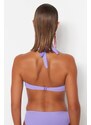 Trendyol Lilac Strapless Pleated Bikini Top