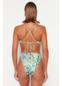 Trendyol Paisley vzorované plavky s kulatým výstřihem s doplňky s vysokými nohavicemi