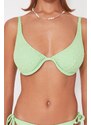 Trendyol Zelené Kostice Inverted V Underwire Ručník Bikiny Top