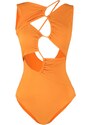 Trendyol Oranžové Hluboké V-Neck Výstřih / Okno Pravidelné Nohavice Plavky