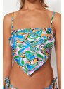 Trendyol Lilac Print Detail Bikiny Top