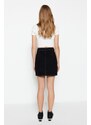 Trendyol Black High Waist Mini Denim Skirt with Contrast Stitching