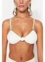 Trendyol Ecru Strapless Knotted Textured Bikini Top