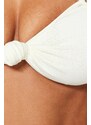 Trendyol Ecru Strapless Knotted Textured Bikini Top