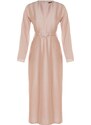 Trendyol Light Pink Belted Satin Evening Dress