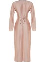 Trendyol Light Pink Belted Satin Evening Dress