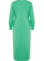 Trendyol Green Crepe Evening Dress with a Chain Waist and a Chain Belt, in a comfortable fit