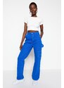Trendyol Blue Stitch Detail High Waist Wide Leg Jeans