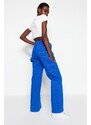 Trendyol Blue Stitch Detail High Waist Wide Leg Jeans