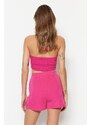 Trendyol Fuchsia Double Slit Super Mini Weave Shorts Skirt