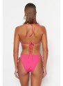 Trendyol Fuchsia Tie-Up Regular Leg Bikini Bottom