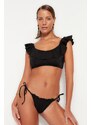 Trendyol Black Tie-Up High Leg Bikini Bottom