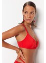 Trendyol Red Triangle V-Stringer Bikini Top