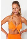 Trendyol Orange Triangle Knot Bikini Top