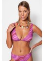 Trendyol Abstract Pattern Triangle Bikini Top