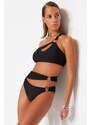 Trendyol High Waist Normal Leg Bikini Bottom with Black Accessories