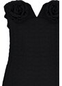 Trendyol Black Fitted Knitted Lined Textured Self-Patterned Stylish Evening Dress