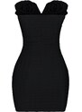 Trendyol Black Fitted Knitted Lined Textured Self-Patterned Stylish Evening Dress