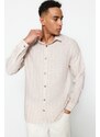 Trendyol Beige Regular Fit Shirt Collar Striped Shirt