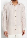 Trendyol Beige Regular Fit Shirt Collar Striped Shirt