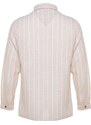 Trendyol Beige Regular Fit Shirt Collar Striped Shirt