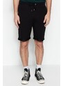 Trendyol Black Regular/Regular Fit Medium Size Elastic Waist Laced Double Cuff Shorts