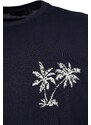 Trendyol Navy Blue Oversize/Wide Cut 100% Cotton Tropical Back Printed T-Shirt