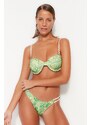 Trendyol Floral Pattern Underwired Pile Bikini Top
