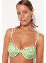 Trendyol Floral Pattern Underwired Pile Bikini Top