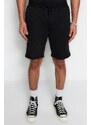 Trendyol Black Men's Regular/Regular Cut Tshirt-Shorts Cotton Tracksuit Set