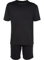 Trendyol Black Men's Regular/Regular Cut Tshirt-Shorts Cotton Tracksuit Set