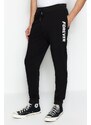 Trendyol Black Regular/Regular Fit Printed Elastic Cuff Sweatpants