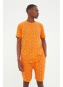 Trendyol Orange Regular Fit Koala Printed Knitted Shorts Pajamas Set