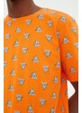 Trendyol Orange Regular Fit Koala Printed Knitted Shorts Pajamas Set