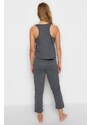 Trendyol Anthracite Cotton Halter Collar Undershirt-Capri Knitted Pajama Set