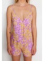 Trendyol Floral Back Window/Cut Out Detailed Viscose Singlets-Shorts, Woven Pajamas Set