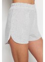 Trendyol Gray Cotton Drawstring T-shirt-Shorts Knitted Pajama Set