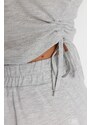 Trendyol Gray Cotton Drawstring T-shirt-Shorts Knitted Pajama Set