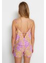 Trendyol Floral Back Window/Cut Out Detailed Viscose Singlets-Shorts, Woven Pajamas Set