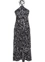 Trendyol Black Zebra Patterned Barbell Neck Shift/Straight Midi Knitted Dress