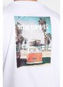 Trendyol White Oversize/Wide Cut Landscape Printed Short Sleeve 100% Cotton T-Shirt