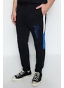 Trendyol Black Men's Tracksuit Set Regular/Regular Cut Paneled Text Printed