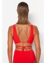 Trendyol Red Triangle Tie Bikini Top