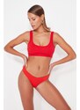 Trendyol Red V-Cut High Leg Bikini Bottoms