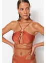 Trendyol Tile Halter Neck Accessory Bikini Top
