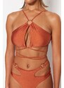 Trendyol Tile Halter Neck Accessory Bikini Top