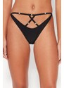 Trendyol Black Cut Out/Windowed High Leg Bikini Spodní díly