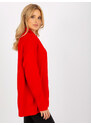 Fashionhunters Červený dlouhý oversize svetr s límečkem od RUE PARIS