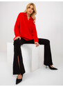 Fashionhunters Červený dlouhý oversize svetr s límečkem od RUE PARIS