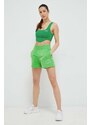 Kraťasy Tommy Hilfiger dámské, zelená barva, s aplikací, high waist